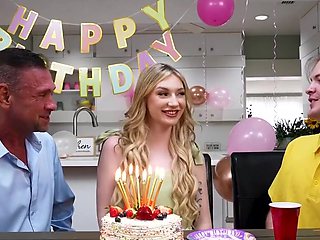 Stepdad fucks a cute girl with small tits almost TOO hard
