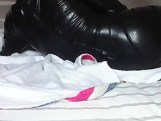 MILF in Condom-laced Latex Catsuit and Heels Fucked in All Her Holes