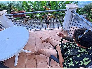 Exhibitionist Attracts A Nymphomaniac Passerby From His Terrace (anal, Super Cumshot)