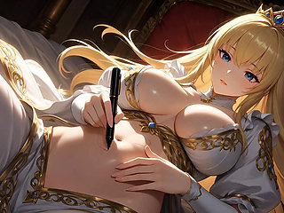 "Busty Princess Self-Bondage & Paddle Punishment - Solo Royal Humiliation Hentai"