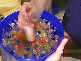 Sensitive handjob with oil and water balls // MASSIVECUM \\