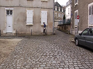 Tied French slut fucked hard by a horny domina and a big strapon