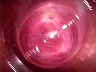 Camera deep inside Mia's tiny creamy vagina