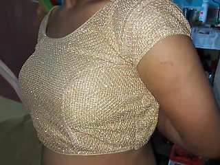 Indian Golden Blouse Bhabhi Get Naked for Blowjob Sucking Big Dick Till Cum in Her Mouth