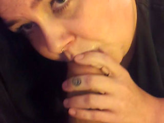 Cute BBW Sucks Uncut Dick For His Birthday