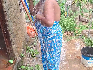Hot Step Mom Bathing Outdoor