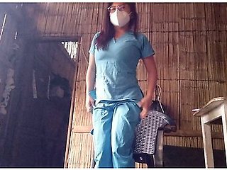 Mature Nurse Comes From Work And Starts Touching Her Vagina, Then Moisturizes Her Skin With Cream