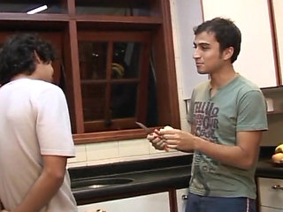 Sexy French twinks Latino fuck in the kitchen
