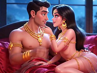 Carter Miles and Royal Cartoon Queen Sparkle in Sultry Animated Nighttime Romance Compilation with Gold Jewelry and Pass