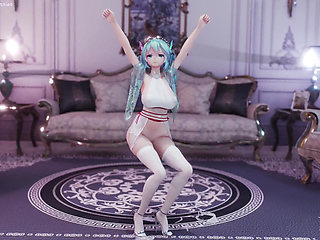 [mmd] 初音 (g)i-dle - Queencard Queen; Fetish Uniforms; Striptease; Busty; Jiggle