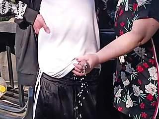 Neighbor MILF Holds My Dick While I Pee & Sucks It Public - Zona901 Blowjob Cumshot