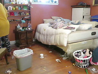 Clean up my room dressed then topless