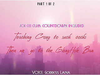 AUDIO ONLY - Teaching Cory how to suck cocks then off to the gloryhole we go part 1