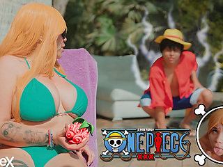 Cosplay - Nami Super Busty Is Fucked by Captain Luffy Inside His Crew Looking for the One Piece.