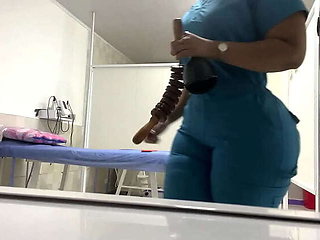 Gorgeous nurse's curvaceous backside caught on tape (Latin BBW)