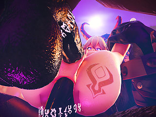 Yae Miko fucks two monsters, Two dicks in anal at once!