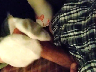Sexy Little White Ankle Sockjob Sock Handjob