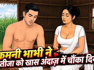 Desi Kamini Bhabhi with Farmer's Stepbrother in Field Hut