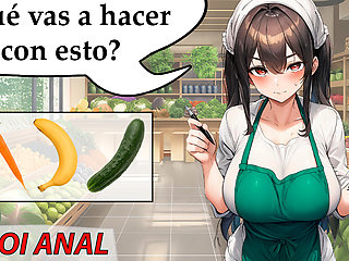 Spanish audio Anal JOI with fruits. The fruit seller has caught you and now wants to help you.