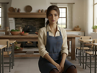 An American village girl gets ass-kicked with an Indian couple in a farmhouse