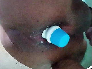 My girlfriend ordered me to jerk off my cock until I squirt while fucking my own ass with a bottle