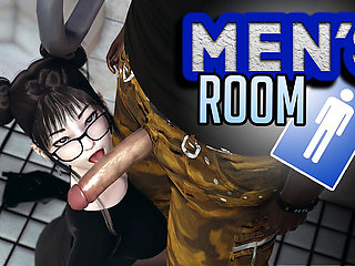 Men's Room, Cute Asian Girl Swallows Big Black Cock in a Public Toilet, Emptie41
