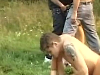 Mature Brunette Devours Cock in Wild Outdoor Group Bang