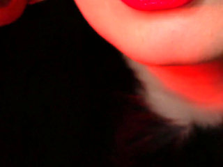 Lipstick fetish video - lady in fur close ups