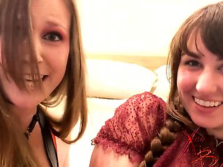 Brunette lesbian teen babe licks and fingers pussy