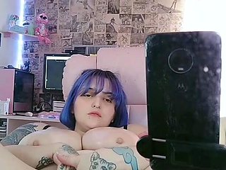 Big boob brunette masturbates on webcam