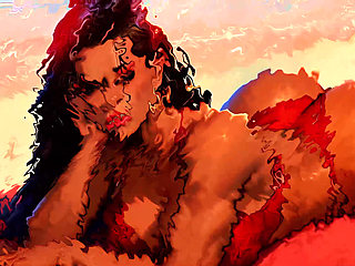 4K 100% Ai Generated 3D Soft Looping Pmv: Dark-skinned Thick Ass Gentle Twerk on Tropical Beach in Sexy Bikinis