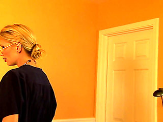 Sexy blonde babe masturbating on her bed