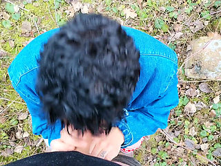 Amateur Long Blowjob POV - Sucking in Light Rainy Day Outside