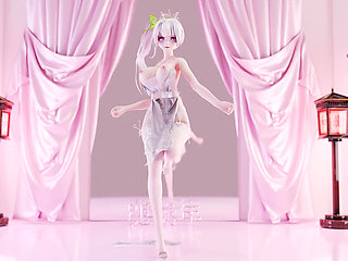 Weak Sound Erotic Suspender White Silk Underwear See-through Dress