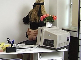 Blindfolded Blonde Slut Fucked by Creepy Masked Stud