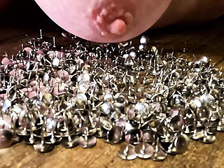 Big Tits MILF Punished with Thumbtacks on Her Huge Natural Breasts