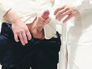 Real Nurse Helps Client Cum for Sperm Test - Hairy Mature MILF Lady Anna Gives Handjob & Creampie