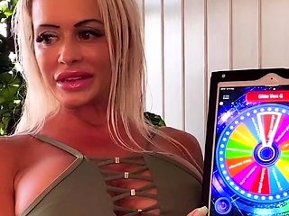 Close up with blonde hottie blowing a large dick