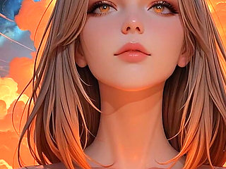 Cosmic Neon Goddess Nude Beauty Portrait with Radiant Cyber Clouds Ai Art Slideshow