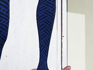 Hot Ms Davidson Handjob And Footjob In Her Blue Leggins Service Make Big Dick Cum A Lot Of Sperm