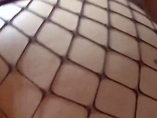 Big Booty Asian Wearing Fishnets Rides and Gives Blowojob POV