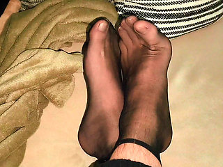 Soft Male Feet in Ultra Thin Nylon - Close-Up Rubbing & Detail View