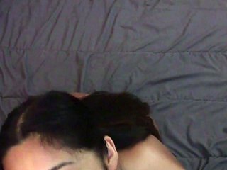 Big tit brunette sucks a big cock blowjob POV