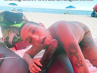 Gia Lovely, Louie Smalls And Mia Mi In Welcome To Pornstar Sucks On A Public Beach At