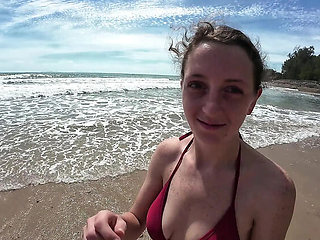 Skinny British Girl ScottishSweetie Beach Day Fun - Homemade Doggy Style & Blowjob