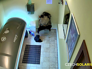 Czech Solarium 85: Pussy on Full Display in Solarium