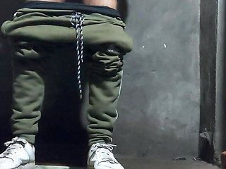 Twink Pakistani boy in public bathroom public toilet fingering masturbate