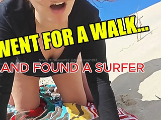 CATRINE CROISSANT - Horny French Wife Hunts Surfer to Get FUCKED on the Beach