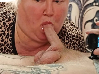 Mature BBW Mom Deep Throat Blowjob and Swallowed Cum