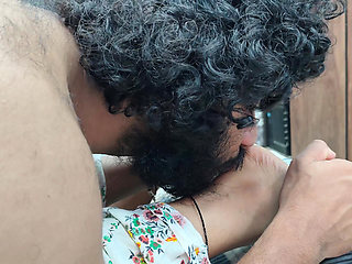 Feet lick romance in skirt